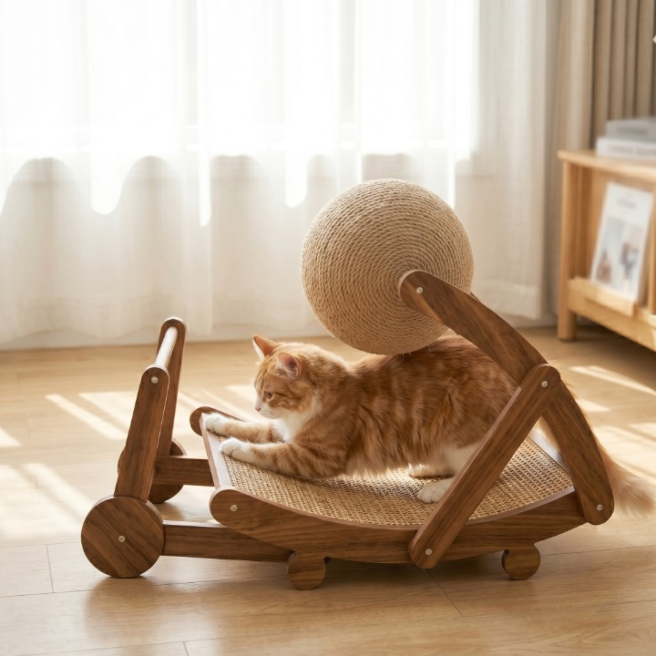 PawScratch Wooden Cat Scratcher