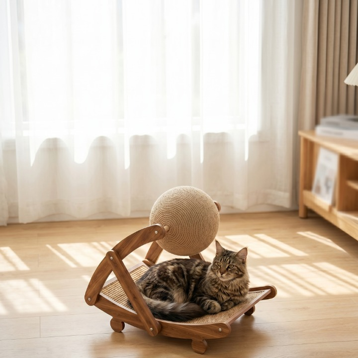 PawScratch Wooden Cat Scratcher