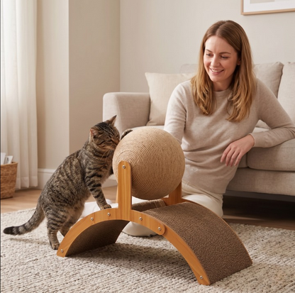 PawScratch Wooden Cat Scratcher